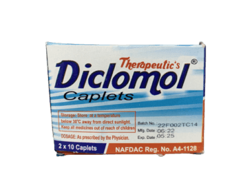 Therapeutic's Diclomol Acetaminophen 500mg, 2 x 10 Caplets - Silverline Pharmacy Surulere, Lagos