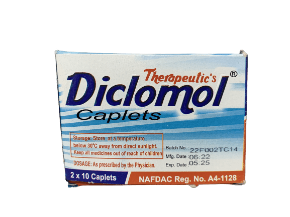Therapeutic’s Diclomol Acetaminophen 500mg, 2 x 10 Caplets - Silverline Pharmacy Surulere, Lagos