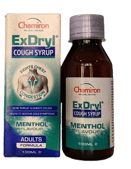 Chemiron ExDryl Cough Syrup Adult, 100ml - Silverline Pharmacy Surulere, Lagos
