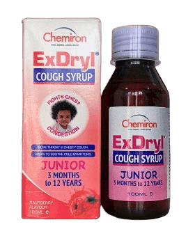Chemiron ExDryl Cough Syrup Junior, 100ml - Silverline Pharmacy Surulere, Lagos