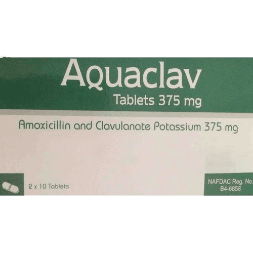 Pinnacle Aquaclav 375mg, 20 Tablets - Silverline Pharmacy Surulere, Lagos