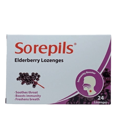 Sorepils Lozenges (Elderberry), 24 Lozenges - Silverline Pharmacy Surulere, Lagos