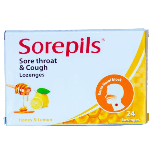 Sorepils Sore Throat & Cough (Honey & Lemon), 24 Lozenges - Silverline Pharmacy Surulere, Lagos