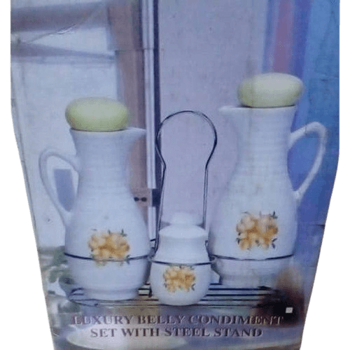 Luxury Belly Condiment Set with Steel Stand - Silverline Pharmacy Surulere, Lagos