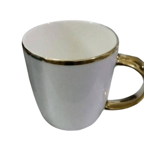 White Gold Rim Ceramic Mug - Silverline Pharmacy Surulere, Lagos