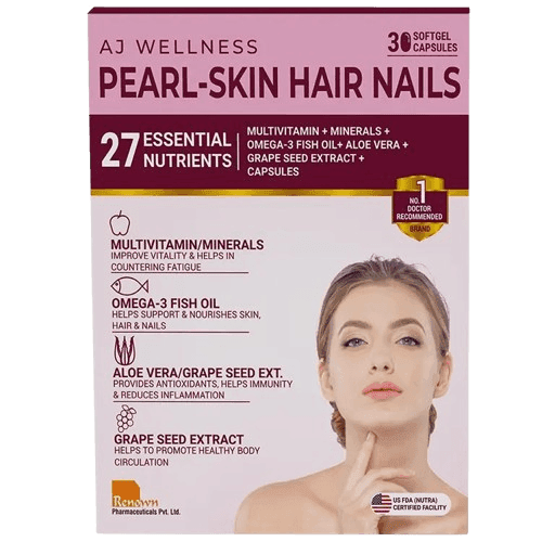 AJ Wellness Pearl-Skin Hair Nails, 30 Capsules - Silverline Pharmacy Surulere, Lagos