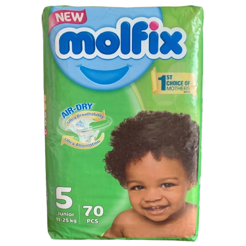 Molfix Size 5 Junior Baby Diapers (11-25 kg), 70 Pieces - Silverline Pharmacy Surulere, Lagos