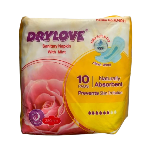 Drylove Mint Overnight Sanitary Napkins 280mm, 10 Pads - Silverline Pharmacy Surulere, Lagos