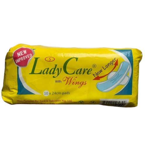 LadyCare with Wings 24cm Long Pads, 10 Pads - Silverline Pharmacy Surulere, Lagos