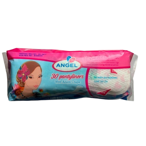 Angel Pantyliners with Anion Chips Everyday Use, 30 Pads - Silverline Pharmacy Surulere, Lagos