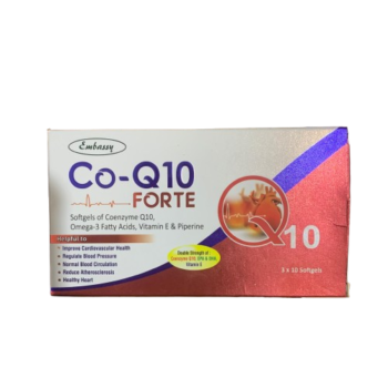 Embassy Co-Q10 Forte Heart Support Supplement, 30 Softgels - Silverline Pharmacy Surulere, Lagos