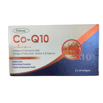 Embassy Co-Q10 Heart Support Supplement, 30 Softgels - Silverline Pharmacy Surulere, Lagos
