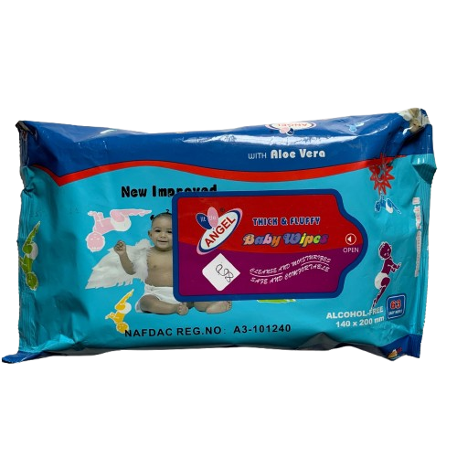 Little Angel Thick & Fluffy Baby Wipes With Aloe Vera, 63 Pieces - Silverline Pharmacy Surulere, Lagos