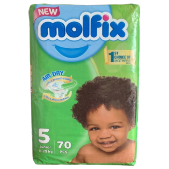 Molfix Size 5 Junior Baby Diapers (11-25 kg), 70 Pieces - Silverline Pharmacy Surulere, Lagos