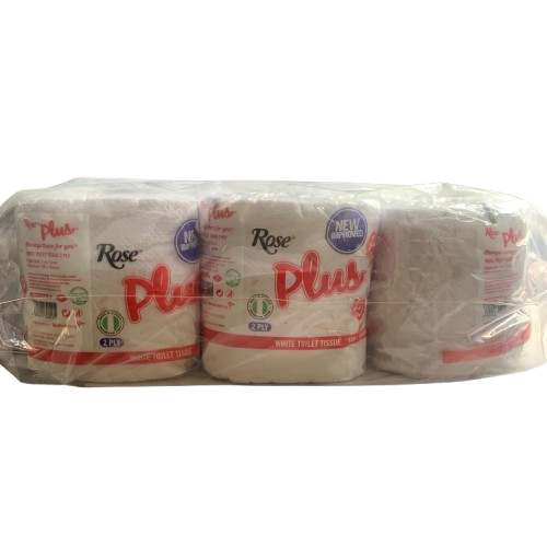 Rose Plus 2-Ply White Toilet Tissue Rolls, Pack of 6 - Silverline Pharmacy Surulere, Lagos