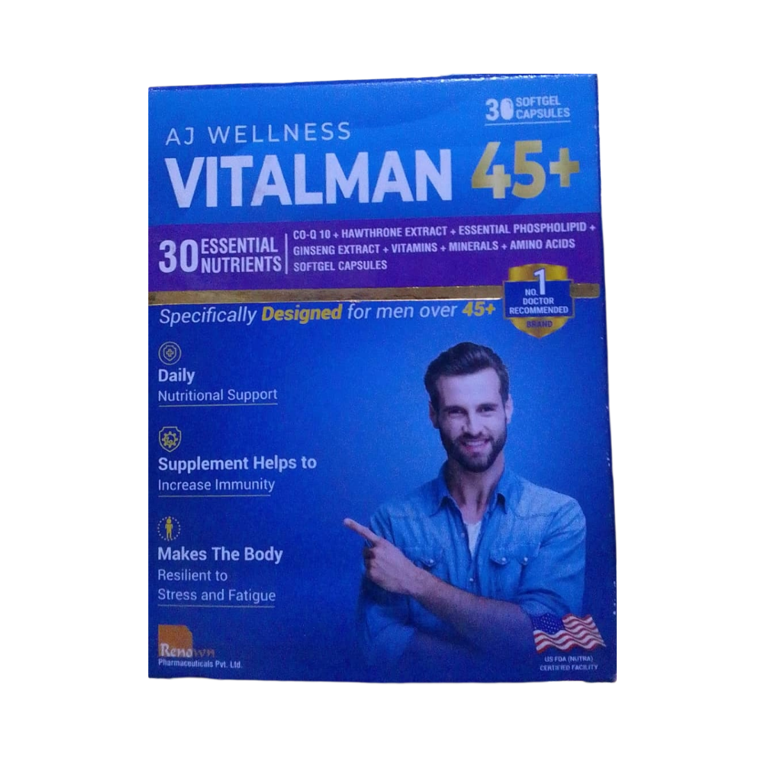 AJ Wellness Vitalman 45+ Multivitamin, 30 Softgel Capsules - Silverline Pharmacy Surulere, Lagos